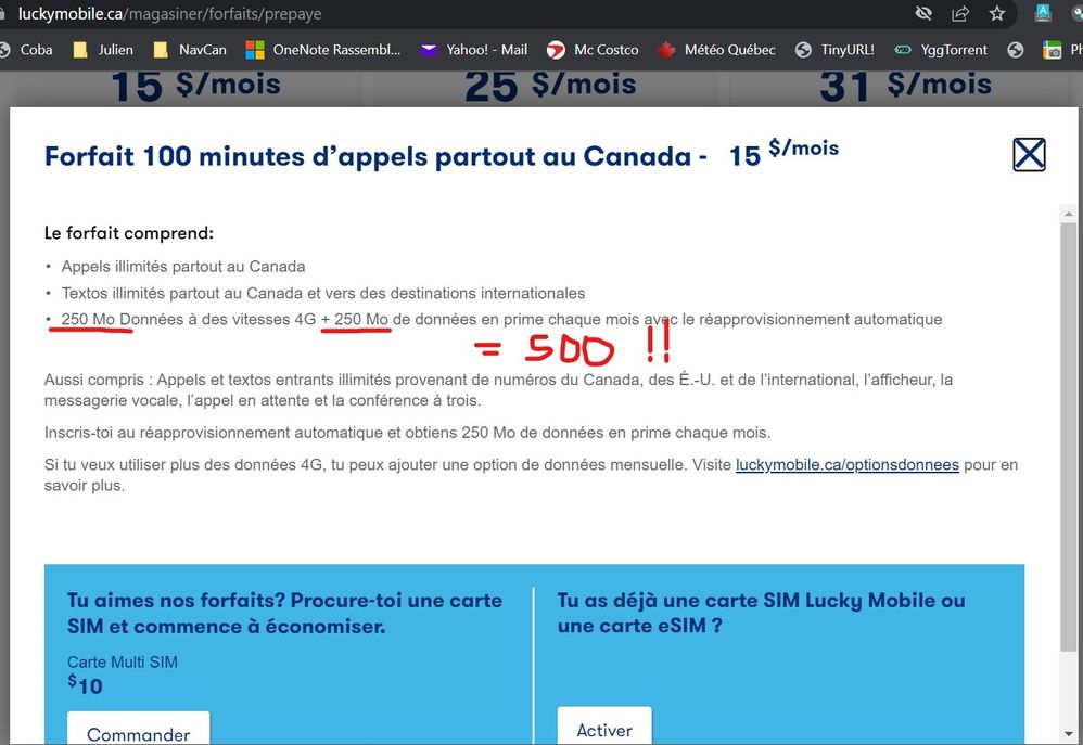 voici votre offre tiré de votre site...